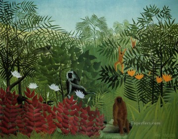  Rousseau Decoraci%C3%B3n Paredes - bosque tropical con simios y serpientes 1910 Henri Rousseau Postimpresionismo Primitivismo ingenuo